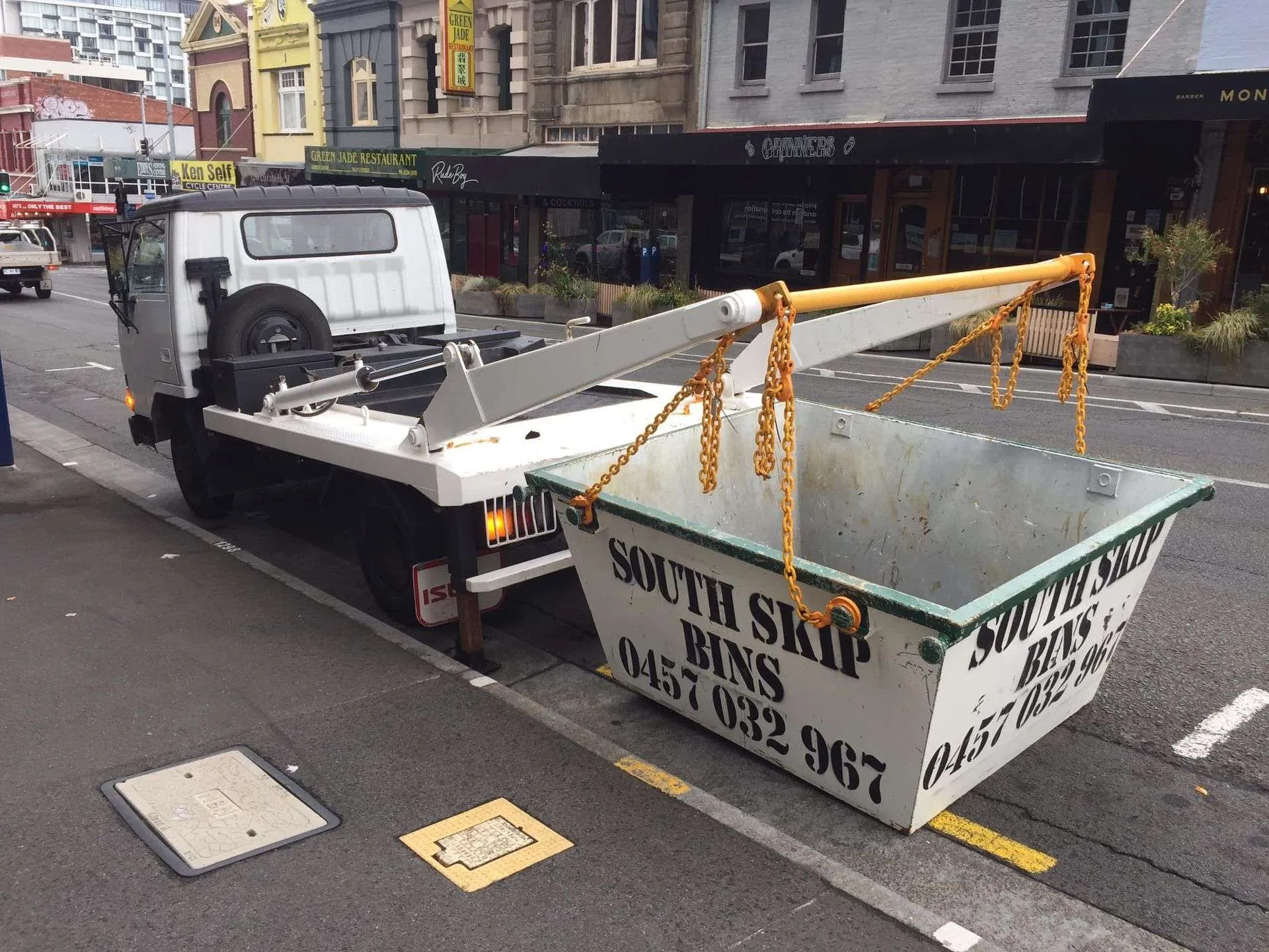 General waste skip bin delivered on a Hobart street