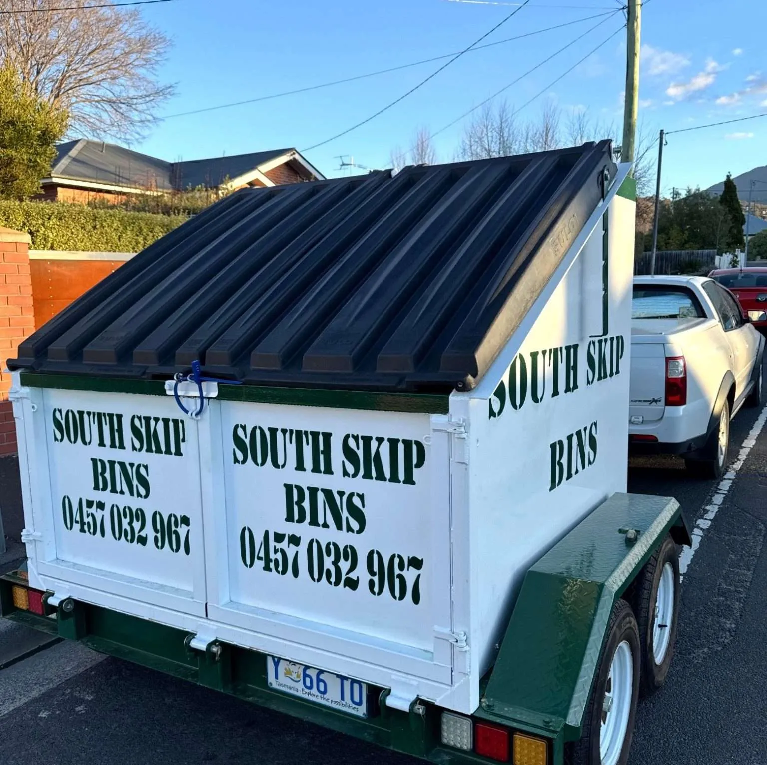 South Skip Bins trailer bin with lockable lid